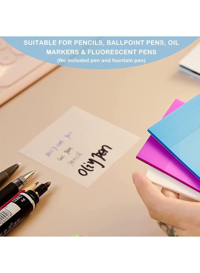 AoMige 400 PCS Transparent Sticky Notes, 3 X 3 Inch Clear Sticky Notes Suitable for Books, Message Reminder, Waterproof Self Adhesive Removable Memo Pads (7 Colors) - Image 2